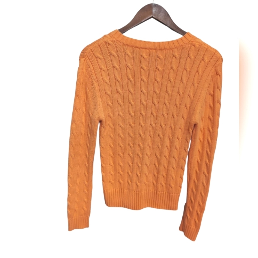 Duck Head Cable Knit V-Neck Cotton Preppy Sweater Large - Picture 4 of 6